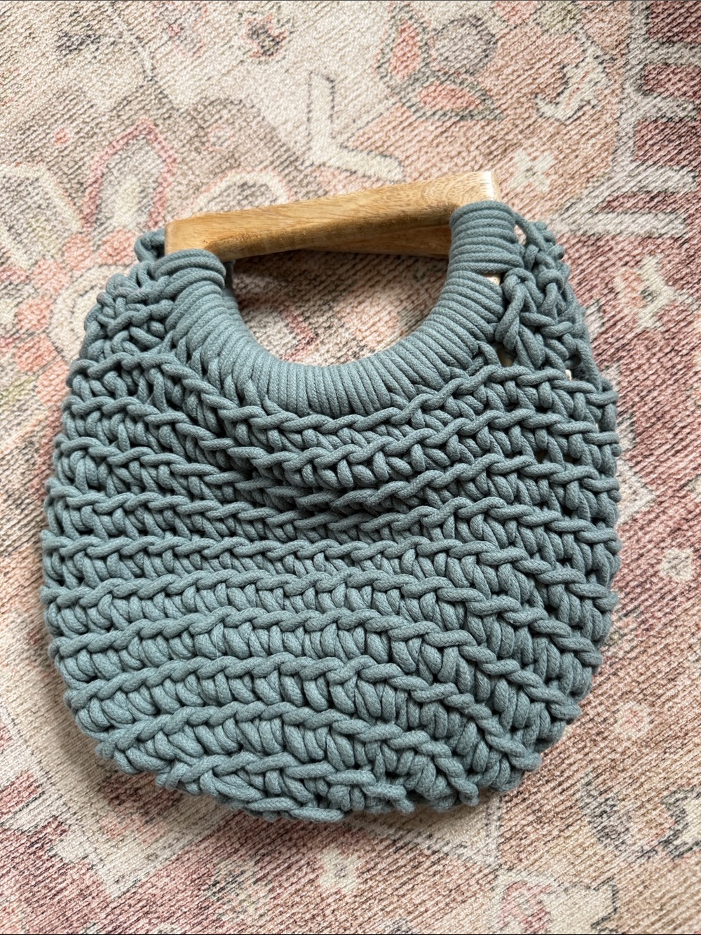 NWOT a new day Woven bag in Dusty Blue-Green with Cream Interior